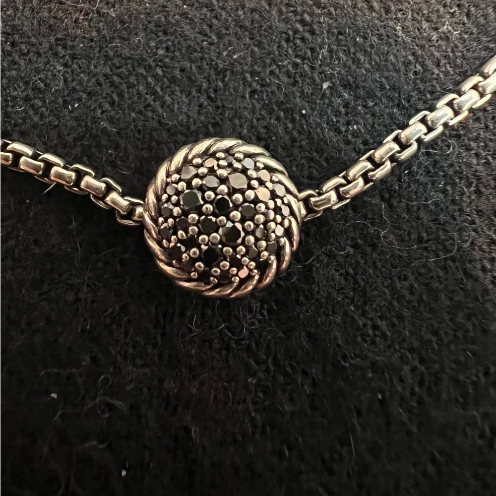 David Yurman Châtelaine Pave Black Diamond & Silver Bracelet. Very hard to find! - Picture 4 of 13